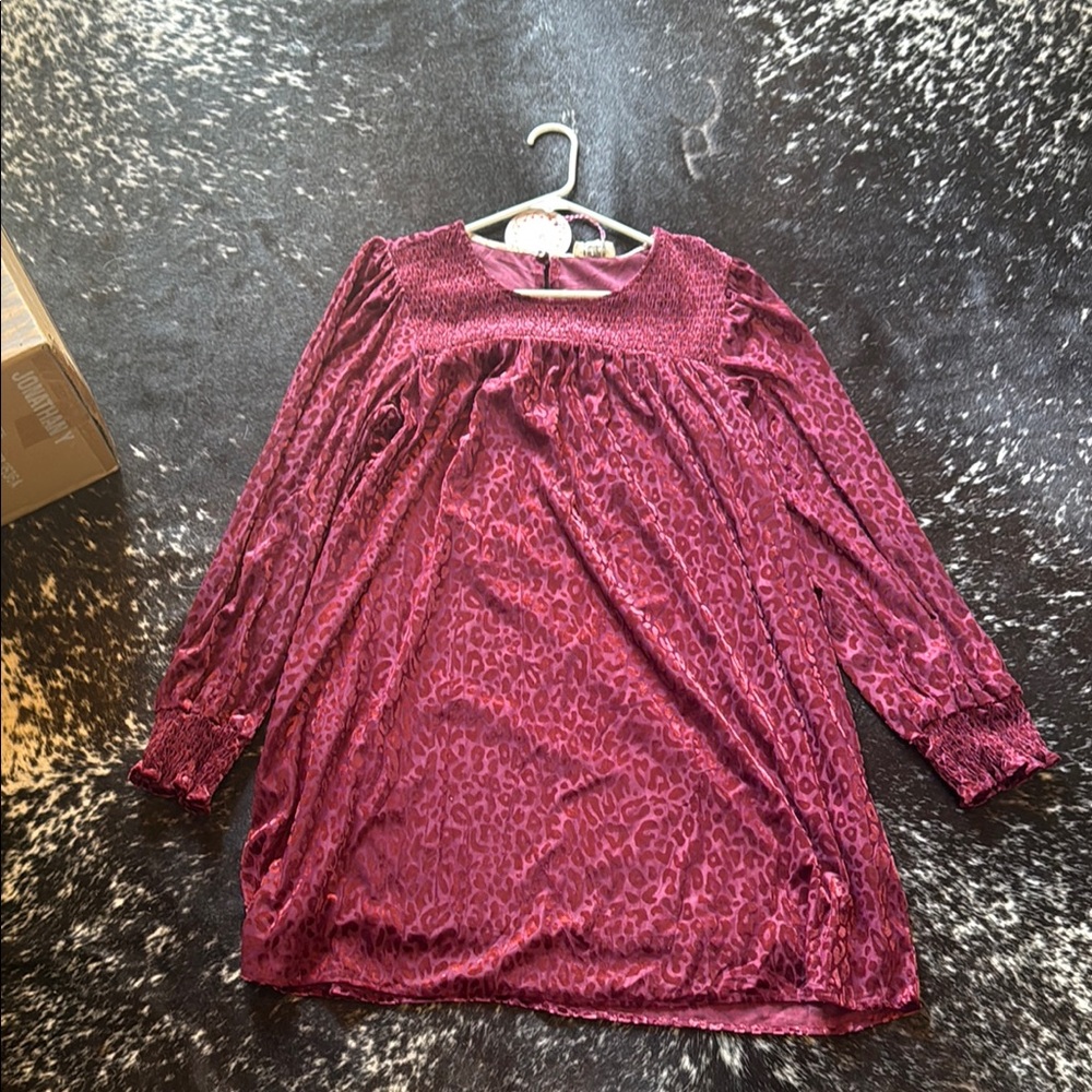 Burgundy Leopard Print Dress